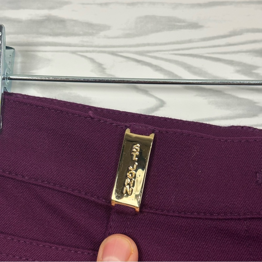 St. John Sport Essentials Mulberry Wine Colored Straight Leg Dress Pants Size 4 - Picture 3 of 9